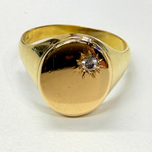 Bague en Or Jaune 18K avec Diamant 18 - Taille 57