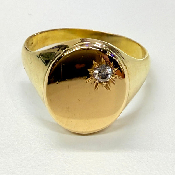 Bague en Or Jaune 18K avec Diamant 18 - Taille 57
