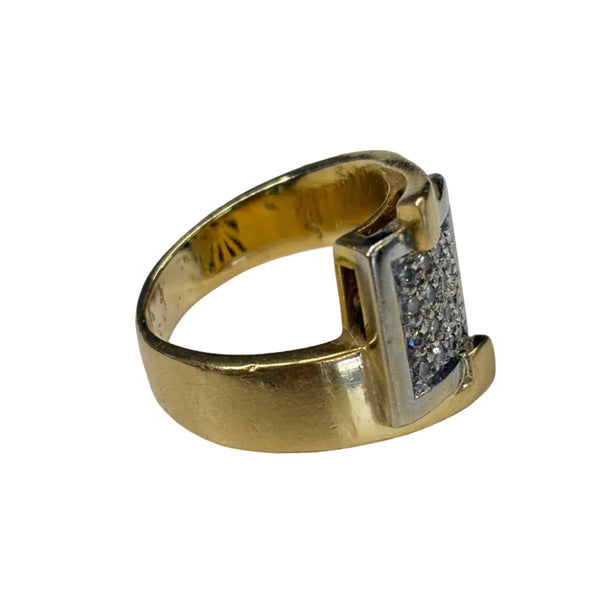 Bague Or jaune et Gris 18K avec Diamants
