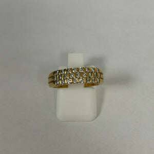 Bague Demi Tour en Or Jaune 18K avec Diamants 5.40 Grs Taille 50