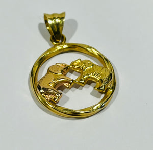 Pendentif 2 Éléphants Or Jaune et Or Rose 18 K - 1.65 G