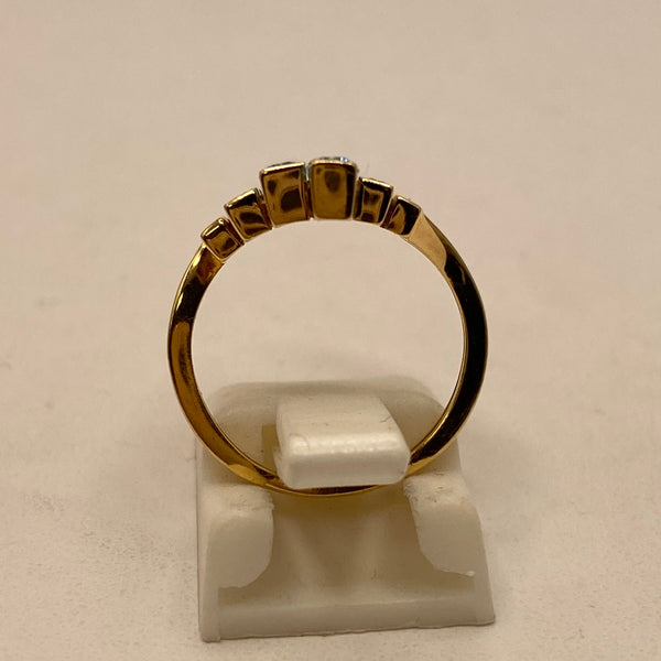 Bague en Or Jaune 18K - Diamants et Topazes - 3.05G - Taille 47