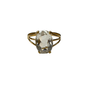 Bague Or Jaune 750, Taille 58, Topaze Blanche