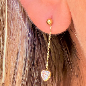 Boucle d'oreille en or jaune 18k avec zirconium