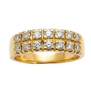 Bague Demi Tour Or Jaune 18K avec Oxyde