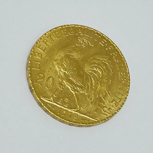 Pièce en Or jaune 20K -Marianne Coq 1907-1913 20 Francs - 6.45g