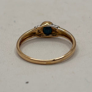 Bague Or Jaune 18K avec Saphir et Diamants