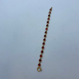 Bracelet en or 18 carats avec grenats incrustés - 18.5 Cm