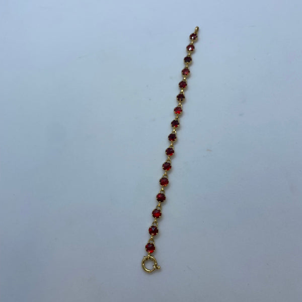Bracelet en or 18 carats avec grenats incrustés - 18.5 Cm