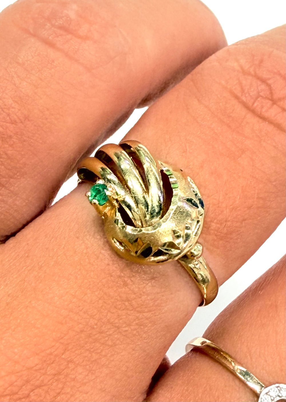 Baguette émeraude en or jaune 18k - Taille 56 - 1.79 G