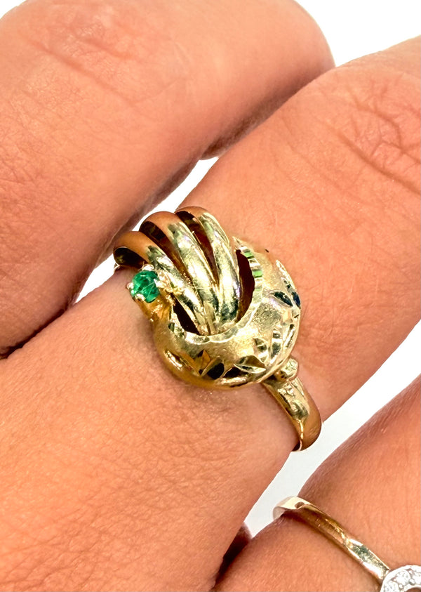 Baguette émeraude en or jaune 18k - Taille 56 - 1.79 G