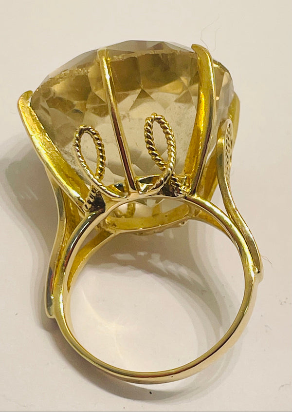 Solitaire en Or jaune 18K citrine - Taille 52 - 10G