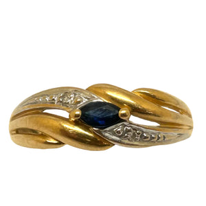 Bague Saphir Diamantée Or Jaune/Blanc 18K