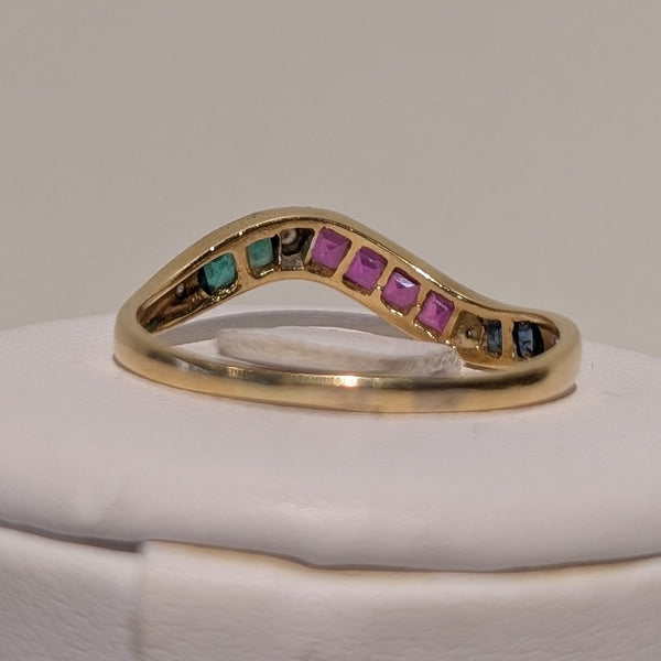 Bagues en Or Jaune avec 18k Diamants et Pierres Naturel - 1.62gr - T56