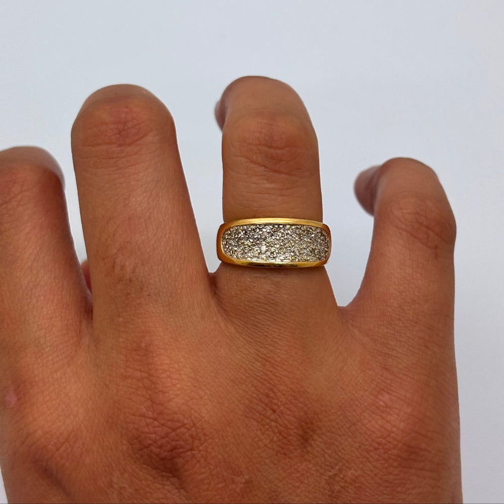 Alliance en Or Jaune et Or Gris 18K avec 34 diamants 5.14 Grs - Taille 52
