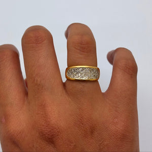 Alliance en Or Jaune et Or Gris 18K avec 34 diamants 5.14 Grs - Taille 52