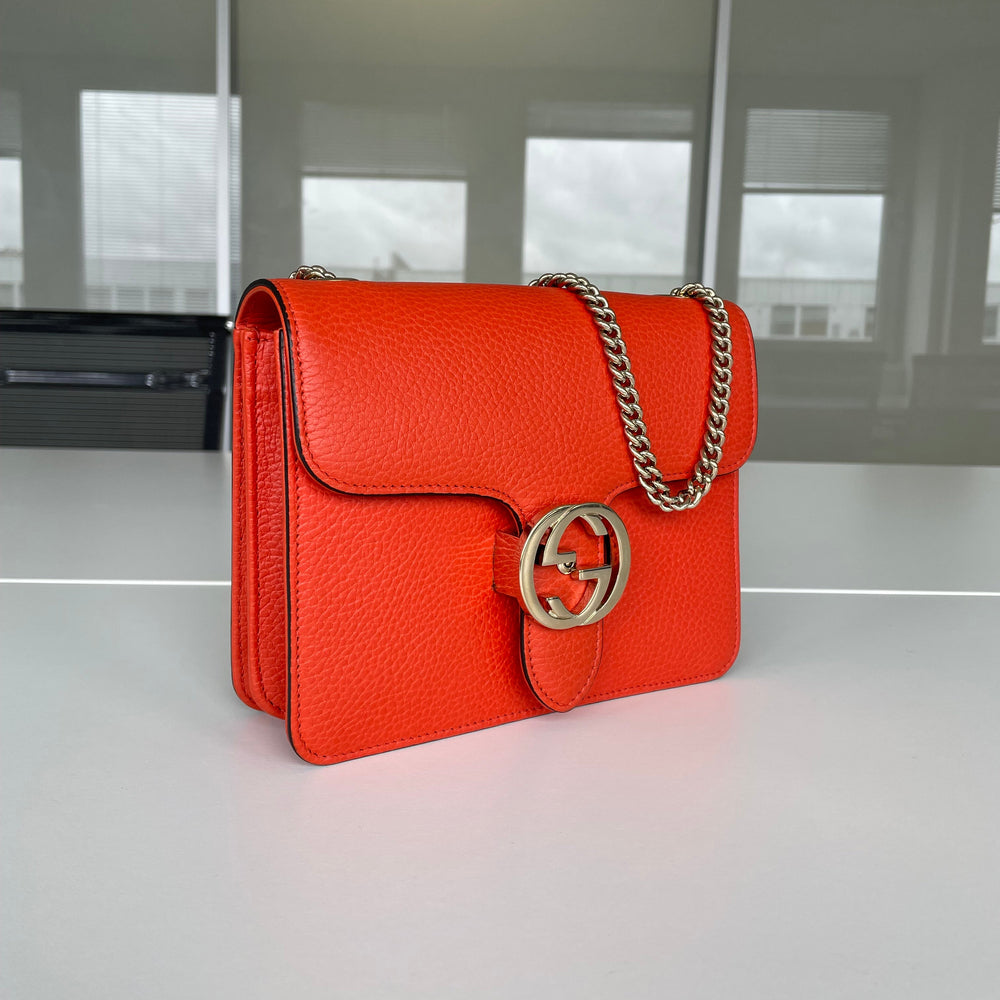 Sac à bandoulière Gucci Interlocking en cuir orange