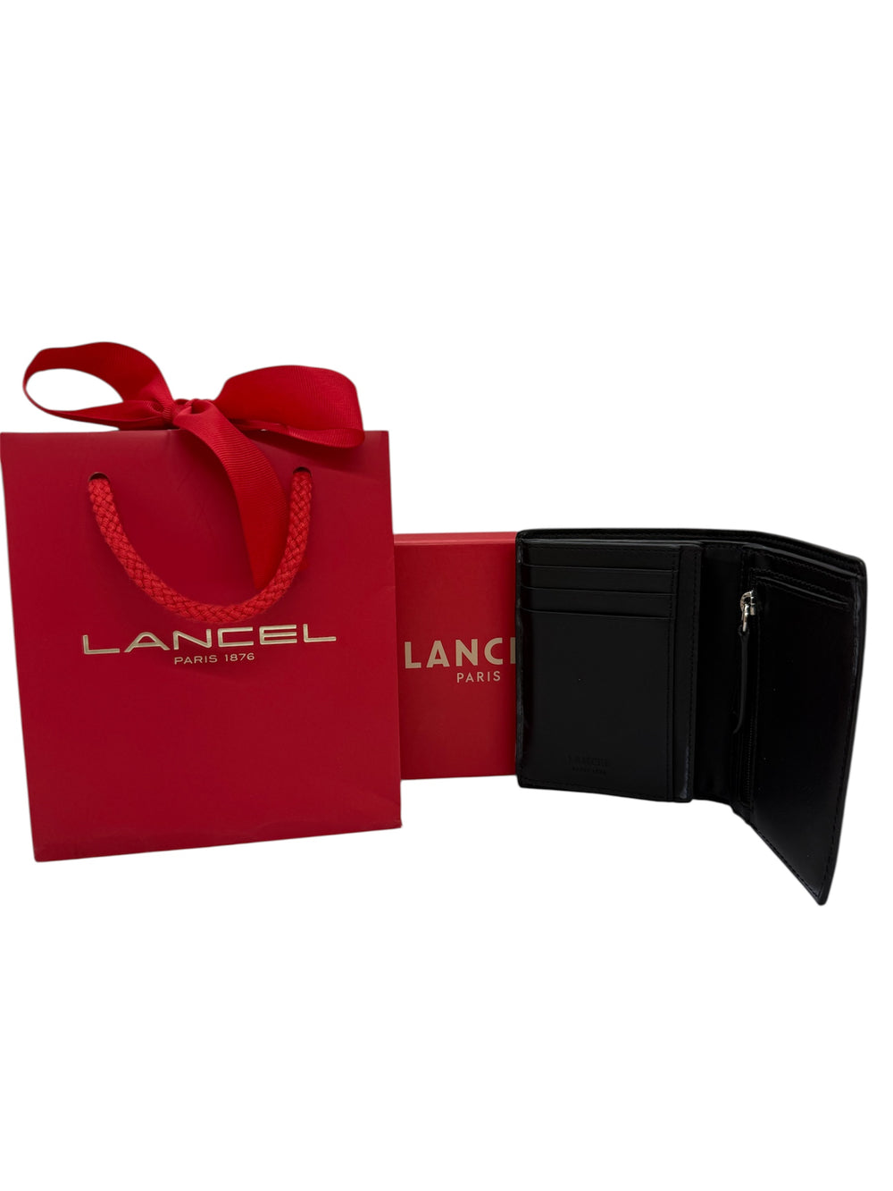Portefeuille Lancel Noir en Bon État avec Accessoires - 12.50cm