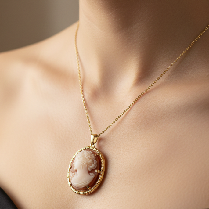 Pendentif Camé en Or Jaune 18k - 4.26 G