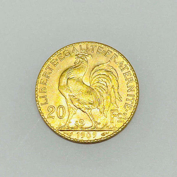 Pièce en or 20 Francs Coq Marianne de 1909 - 6.47G