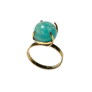 Solitaire en or jaune 18 carats avec agate nature