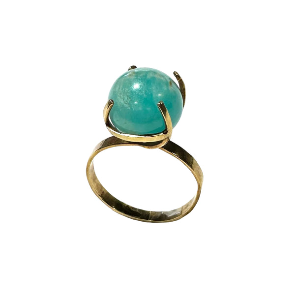 Solitaire en or jaune 18 carats avec agate nature