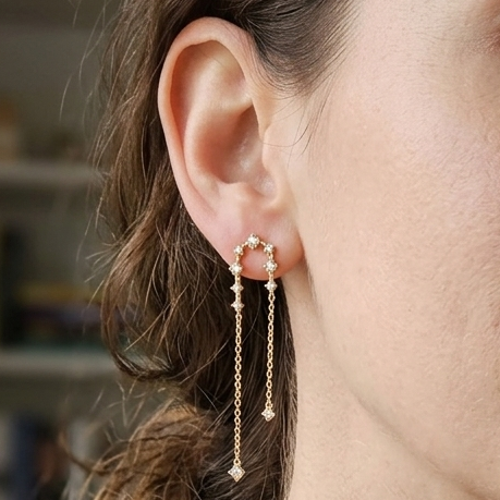 Boucles d'oreilles pendantes en or jaune 18 K - 1.28 G