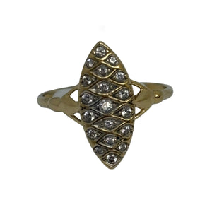 Bague Marquise en Or Jaune 18K - Taille 56 - 2.87g