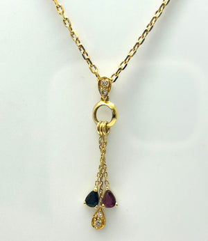 Collier Matinée en Or Jaune avec Pierres Précieuses