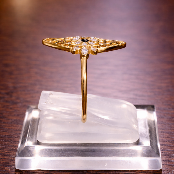 Bague Marquise en Or Jaune 18K - Taille 53 - 1.63G