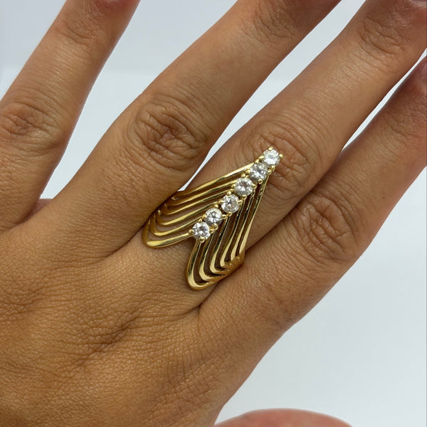 Bague Africaine en Or Jaune 18K et Oxyde de Zirconium