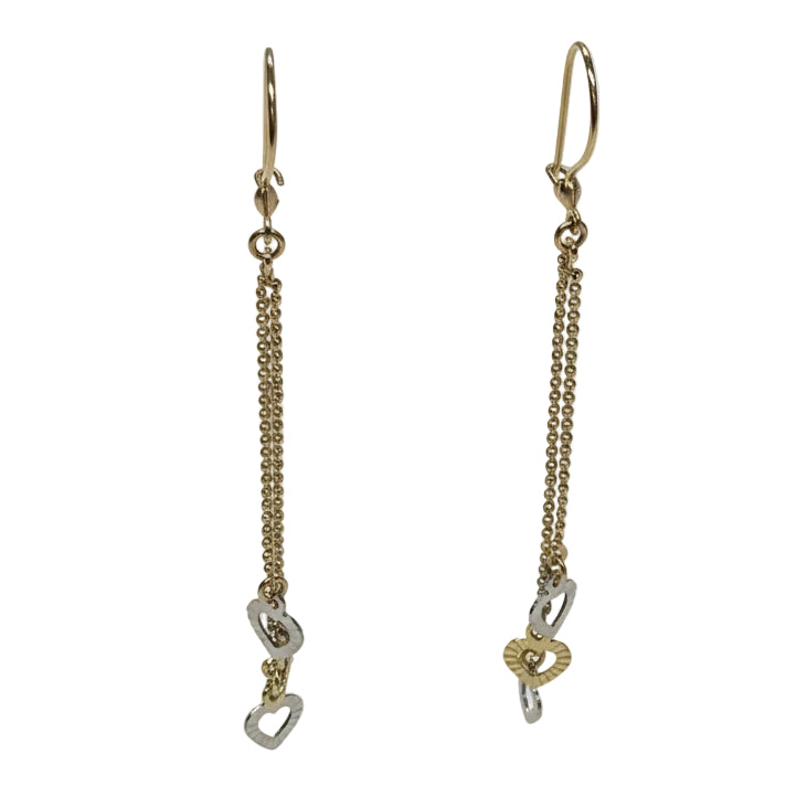 Boucles d'oreilles pendantes en or Jaune et Blanc 18k - 3.49 G