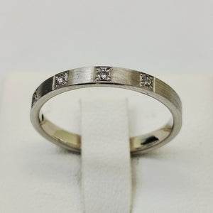 Superbe Bague Alliance en Or Blanc 18K Diamants- Taille 52 - 3.39g