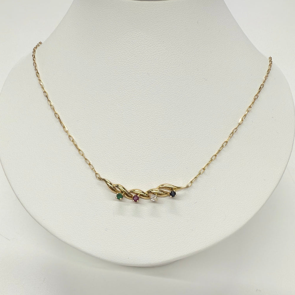 Collier Ras du Cou Or Jaune 18k avec Pierres Précieuses
