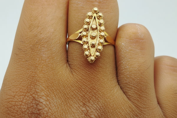 Bague Ancienne Marquise Or Jaune 18 K - Taille 53 - 2.51 G