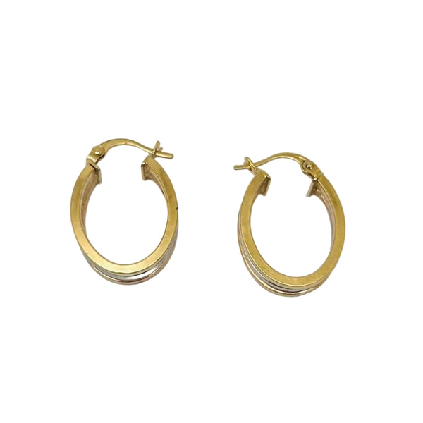 Boucles d'oreilles Créoles en 3 Ors 18K - 2.24gr