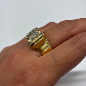 Bague Tank en Or Jaune 18K Ornée de 36 diamants