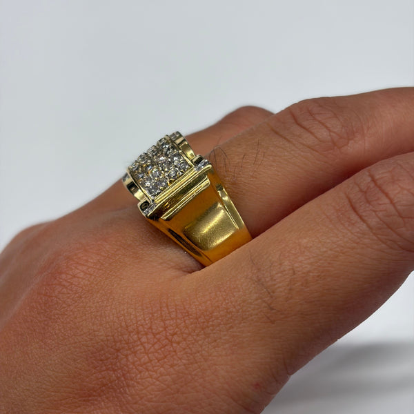 Bague Tank en Or Jaune 18K Ornée de 36 diamants