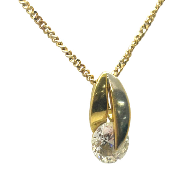 Pendentif Solitaire Or Jaune et Blanc 18 K