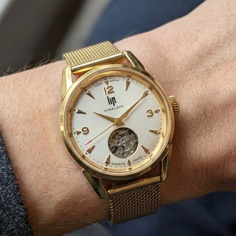 LIP Himalaya Blanc Montre Automatique Doré Maille Mil