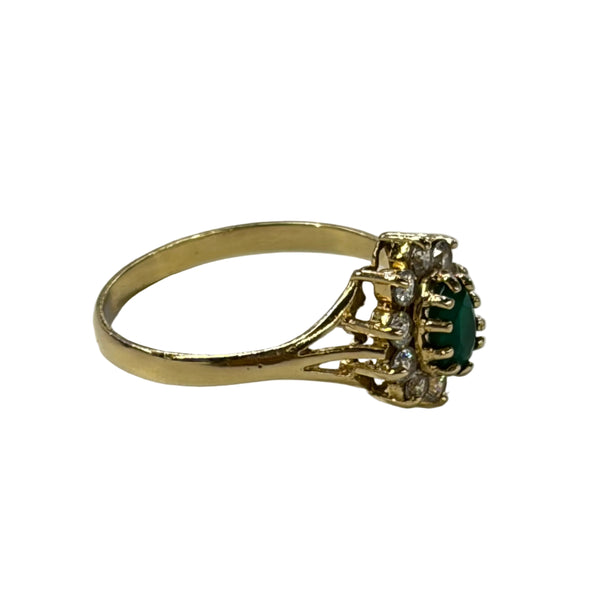 Superbe Bague Marguerite en Or Jaune avec Emeraude