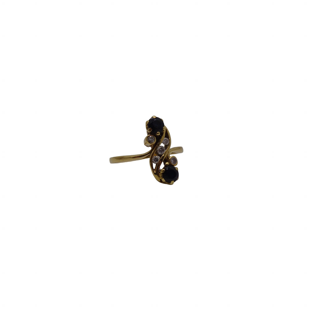 Bague en Or Jaune avec saphirs et diamants 18K - Taille 52