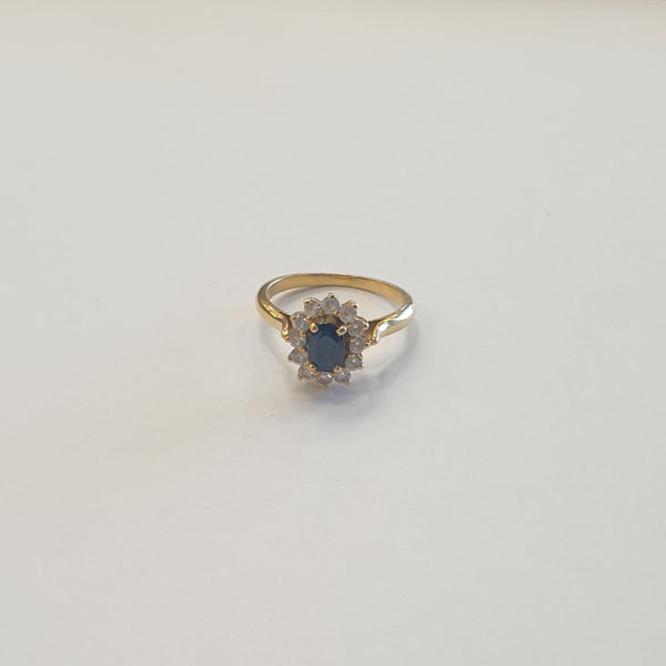 Bague marguerite en or jaune 18 K avec Oxyde de zirconium - T 51