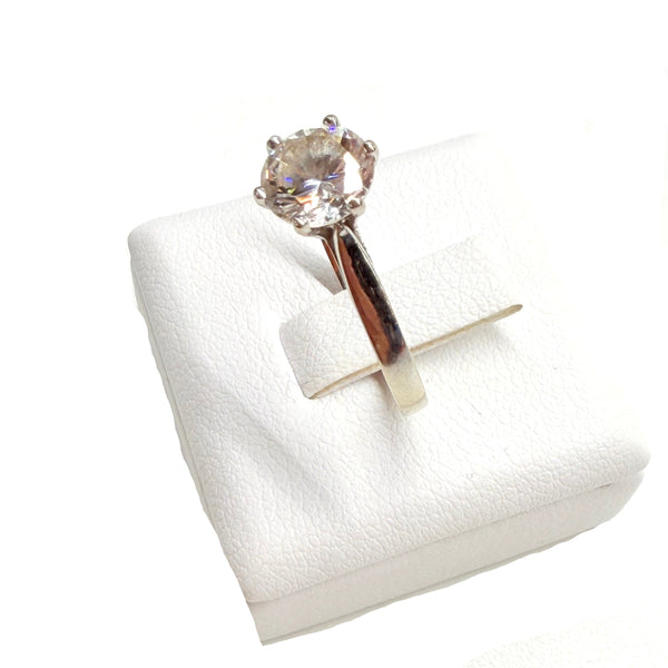 Bague Solitaire Or Blanc 18k avec Zirconium