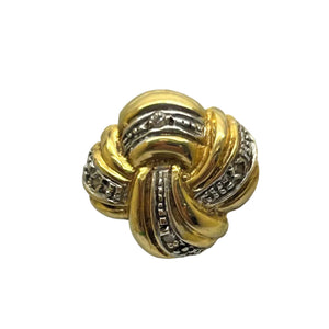 Boucle d'Oreilles en Or Jaune & Blanc avec Diamants 18K
