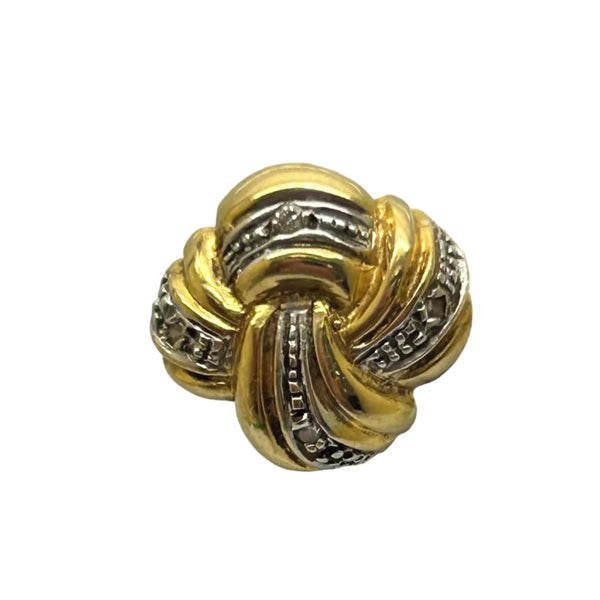 Boucle d'Oreilles en Or Jaune & Blanc avec Diamants 18K