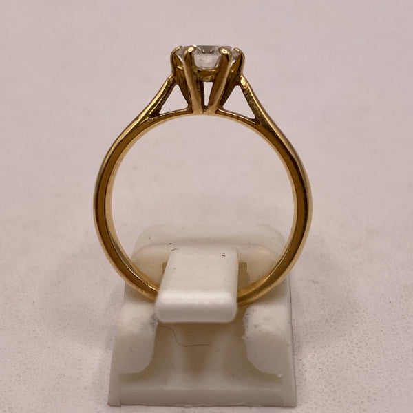 Bague Solitaire avec Diamants en Or Jaune 18K