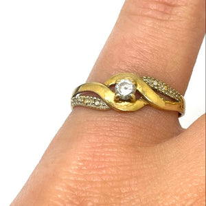 Solitaire en Or Jaune 18K avec Oxyde de Zirconium - T 51.5 - 1.14gr