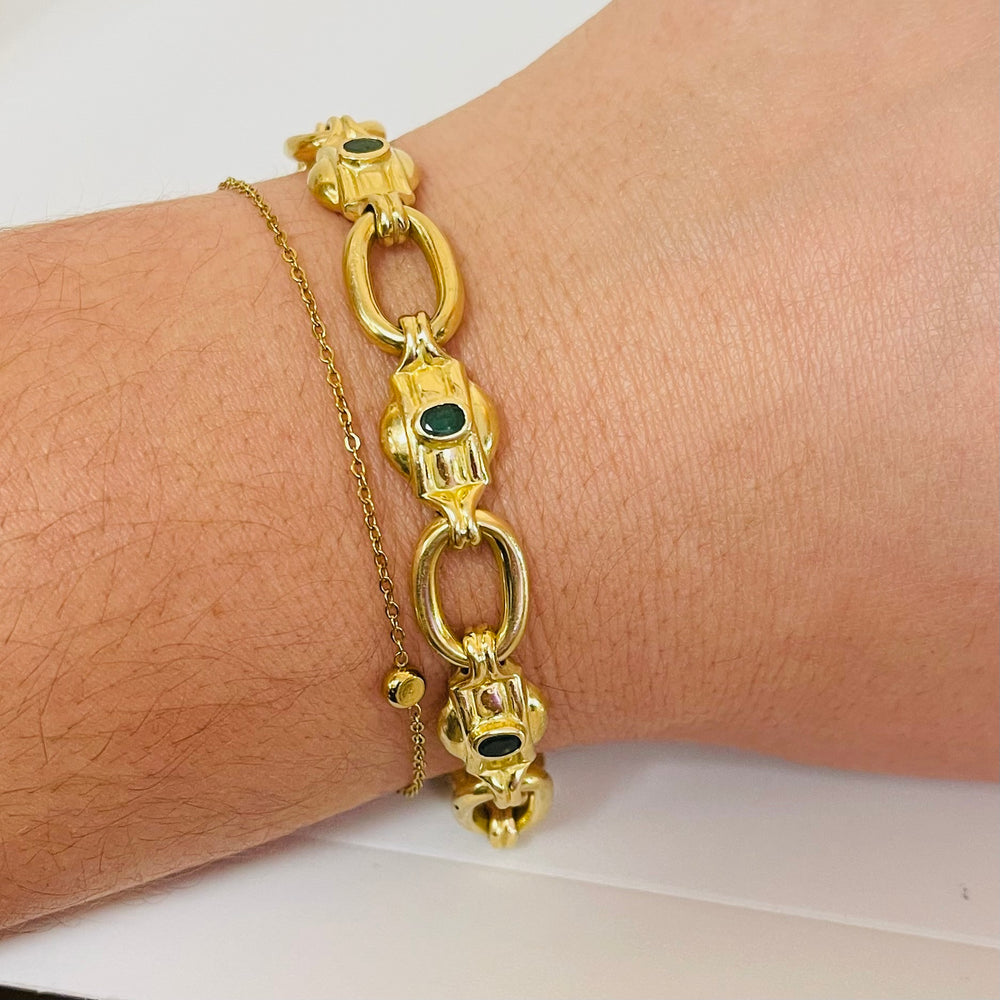 Bracelet en or jaune avec émeraudes 18K 14.25 Grs