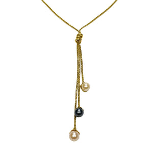 Collier Princesse en Or Jaune 18k avec Perles de Tahiti